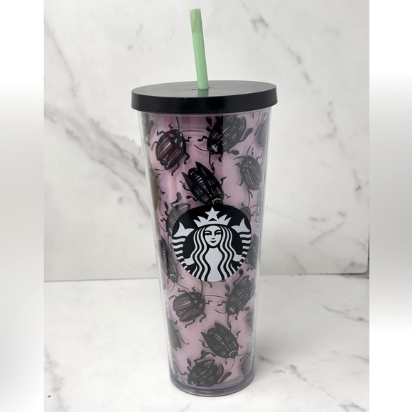 NEW STARBUCKS RARE Beetle Tumbler Black & Pink HTF - Picture 2 of 2